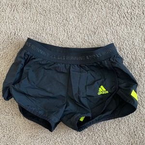 Adidas black and neon yellow shorts